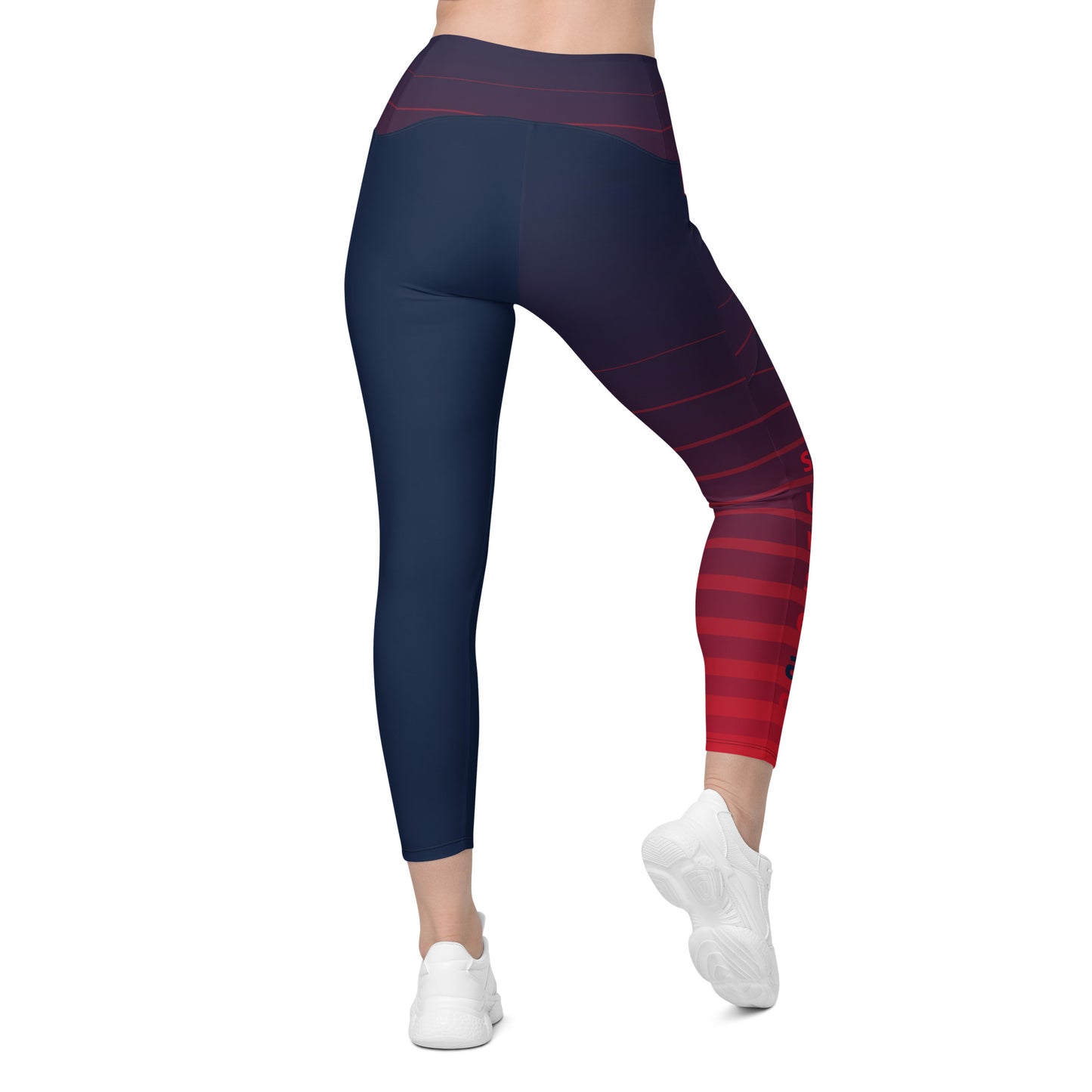 Leggings with pockets - Red Stripes