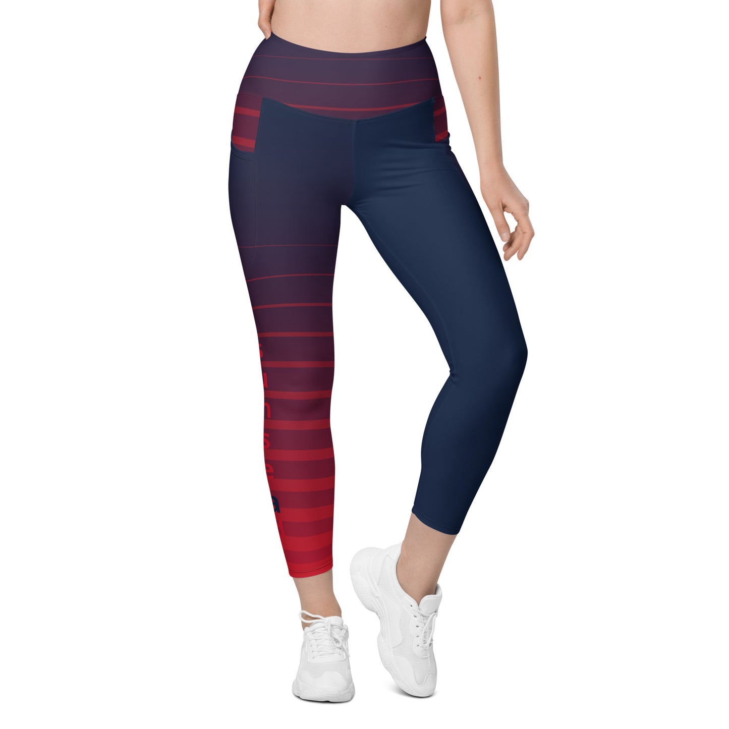 Leggings with pockets - Red Stripes