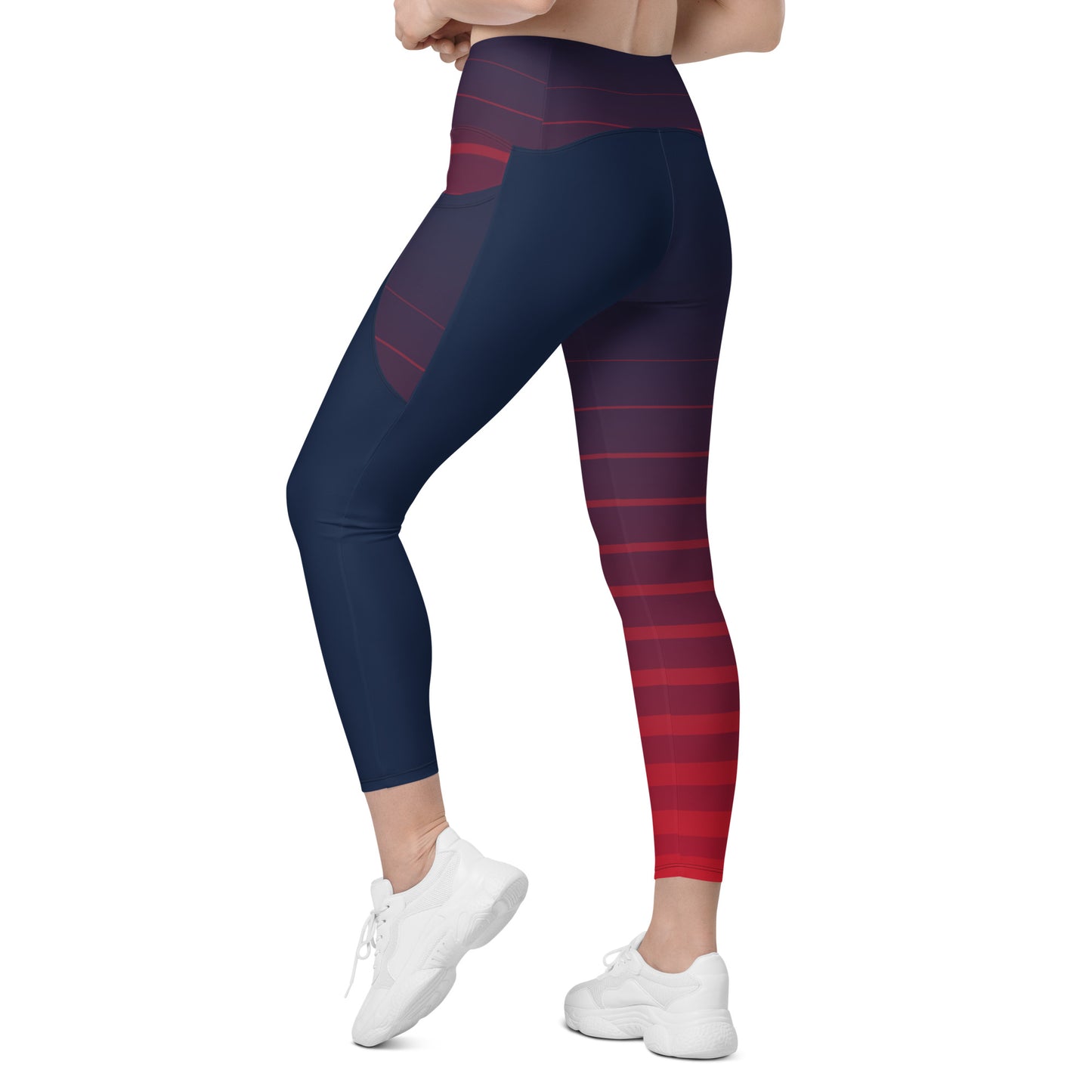 Leggings with pockets - Red Stripes