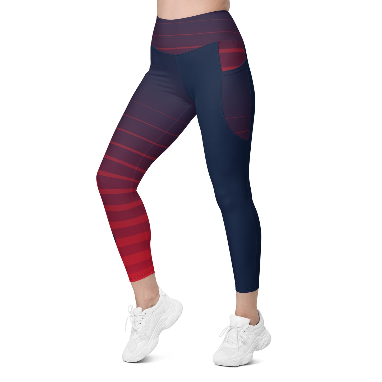 Leggings with pockets - Red Stripes