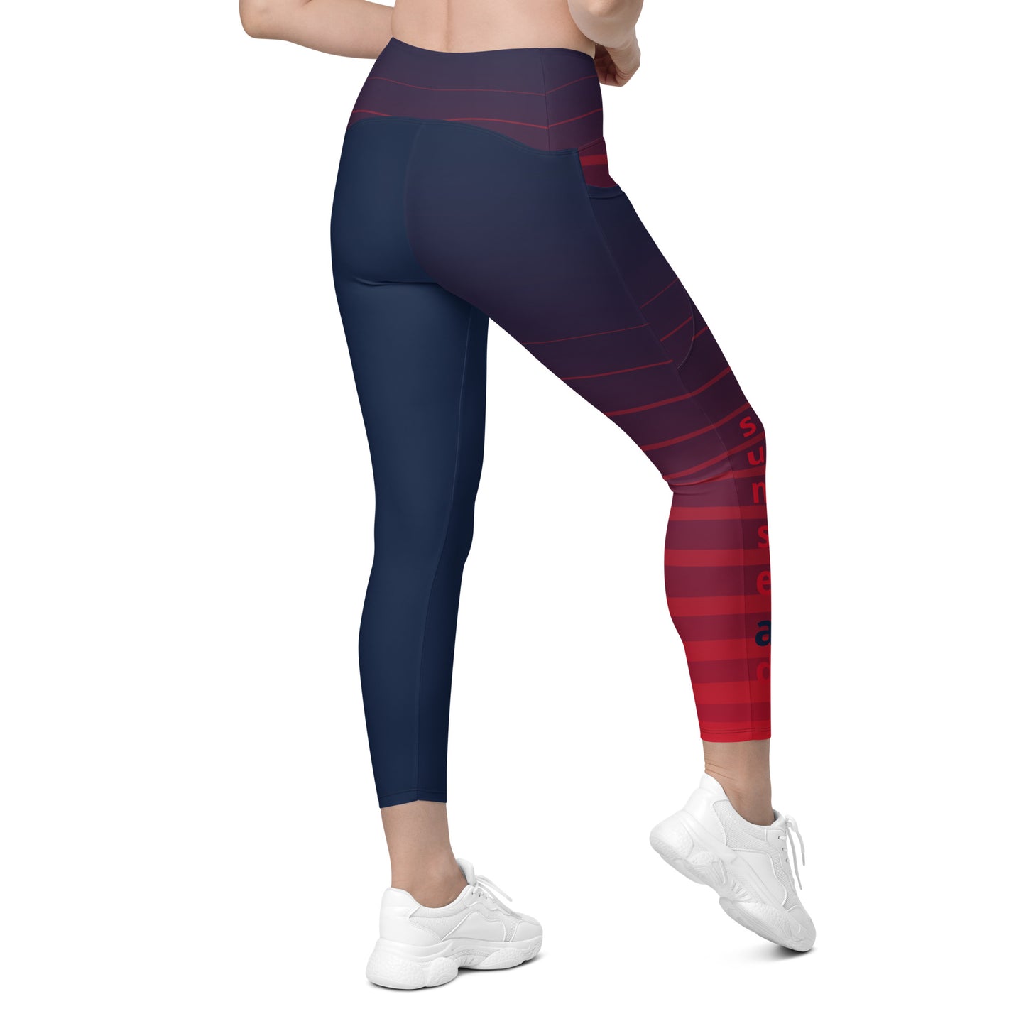 Leggings with pockets - Red Stripes