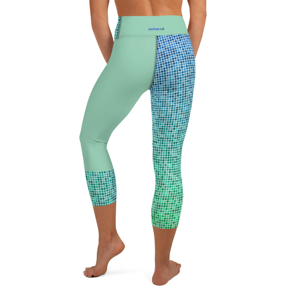Yoga Capri Leggings - Mint Blues