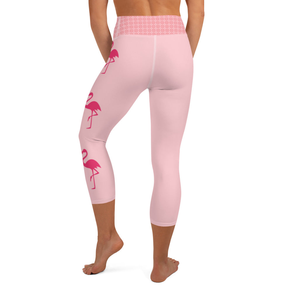 Yoga Capri Leggings - Pink Flamingo