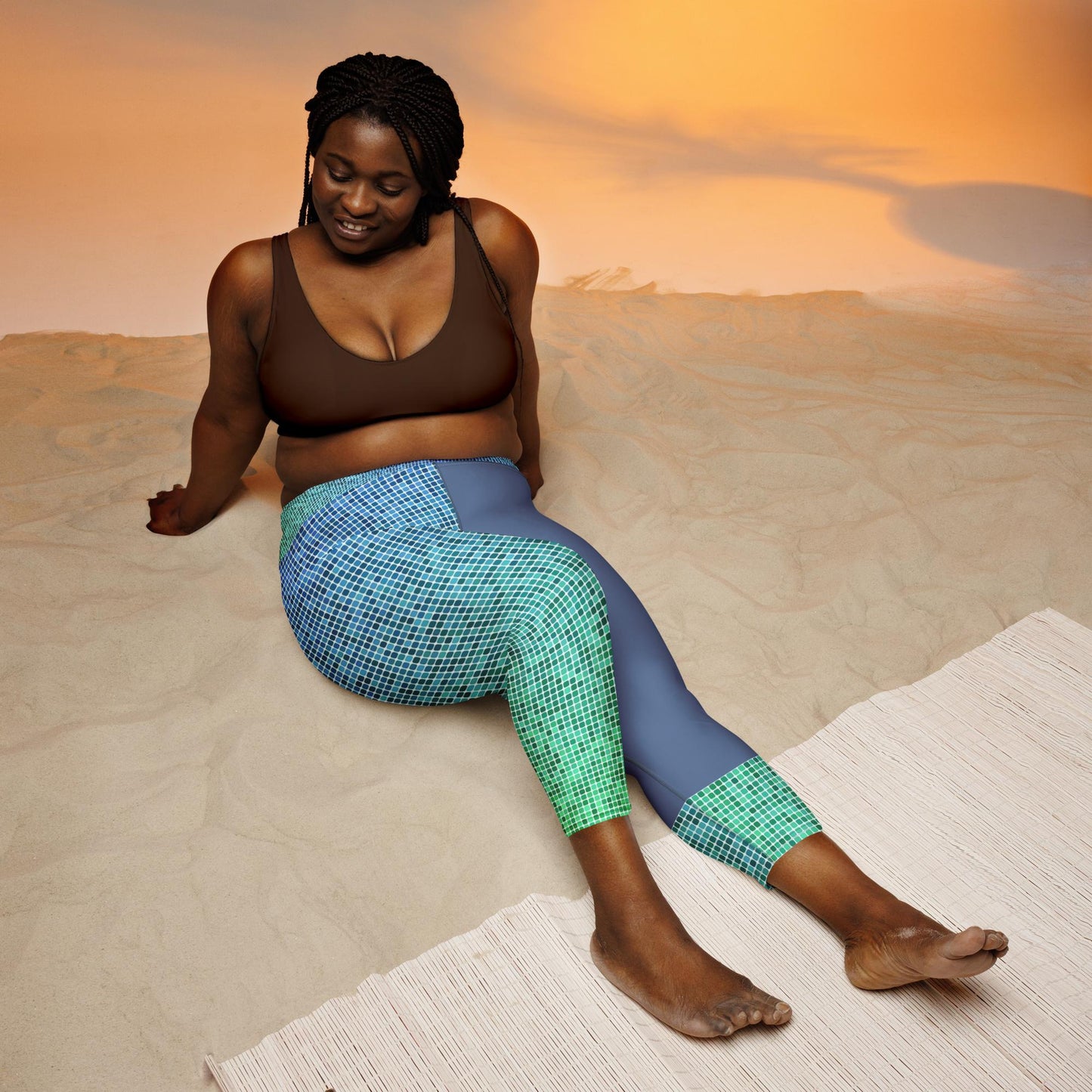 Yoga Capri Leggings - AquaBlues