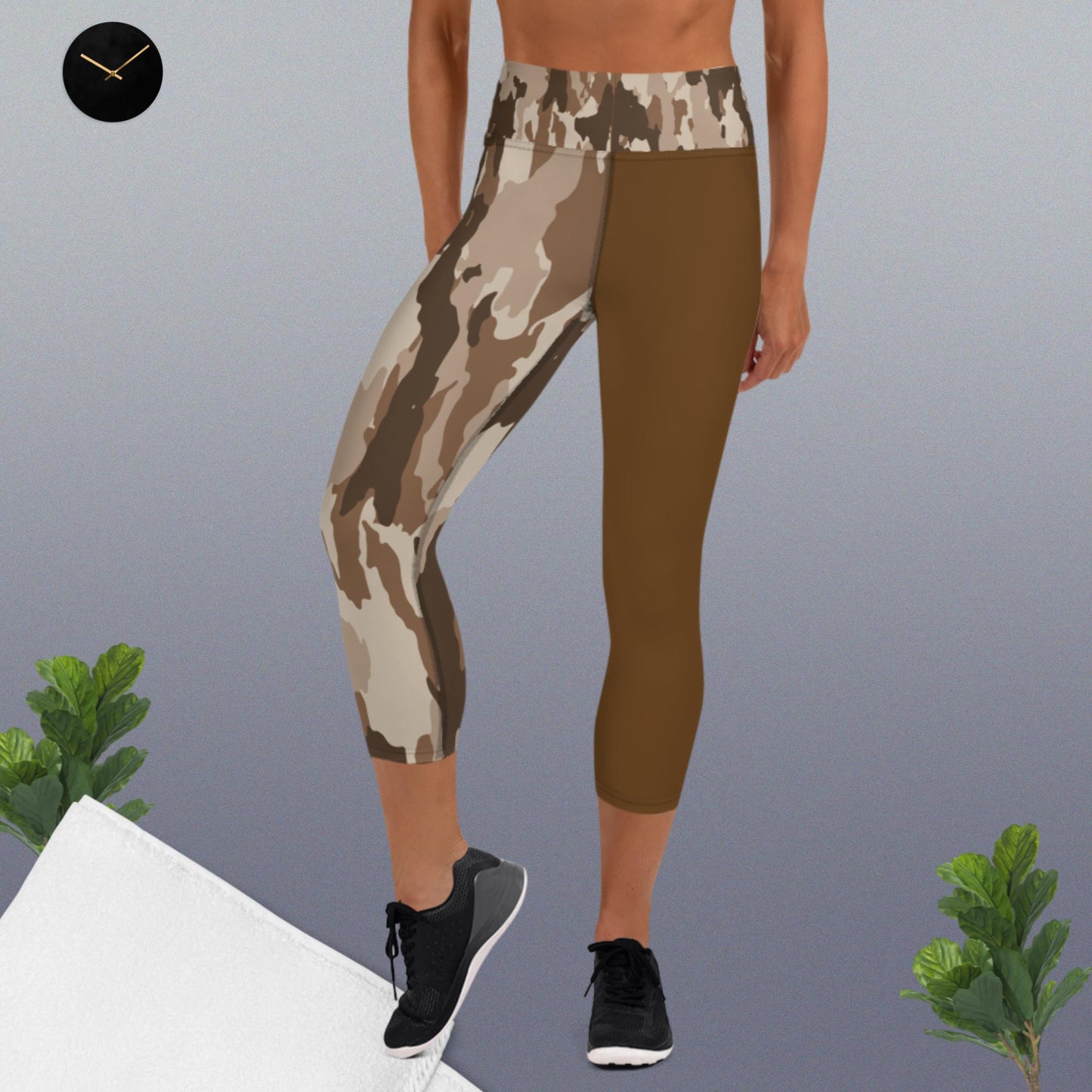Yoga Capri Leggings - Bronze Camo