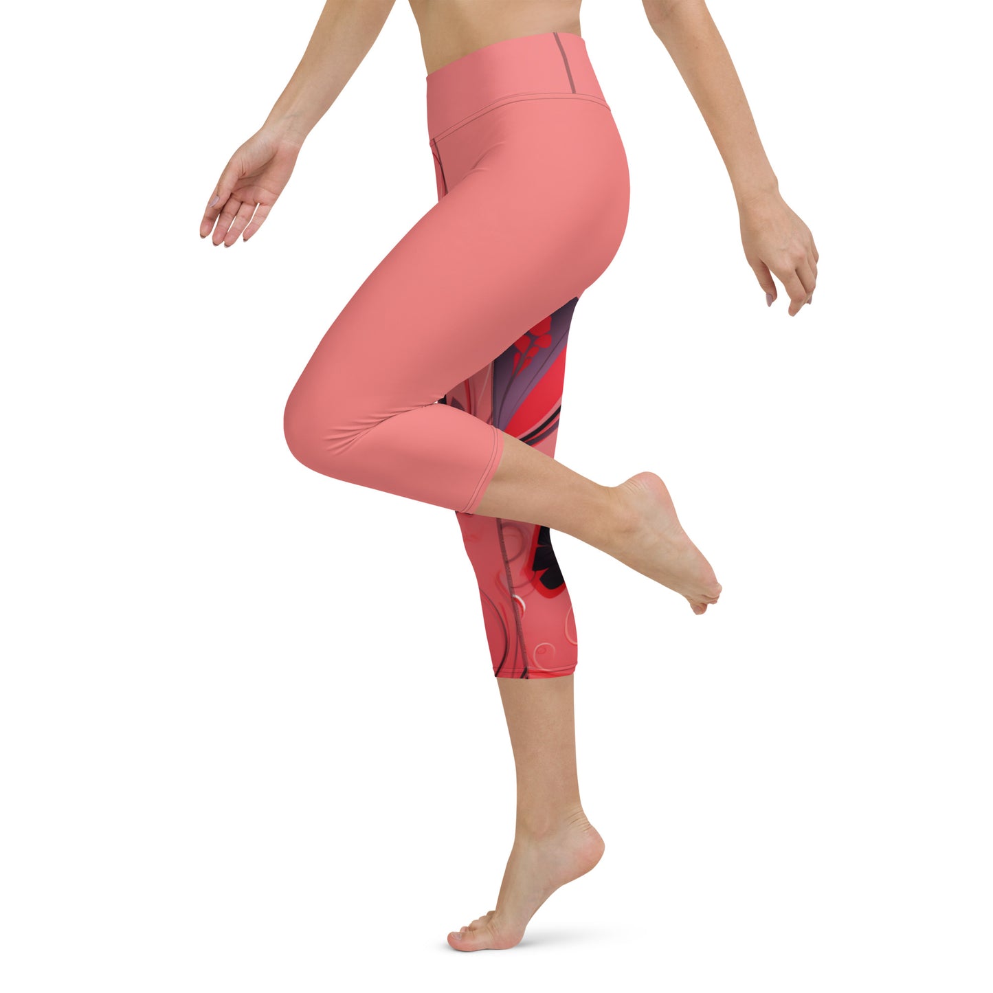 Yoga Capri Leggings - Pink Maze