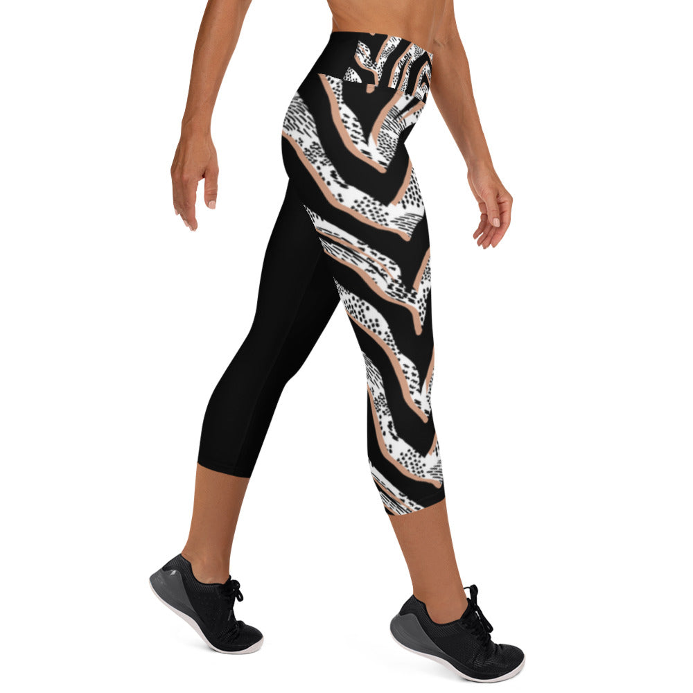 Yoga Capri Leggings - Black Jazz