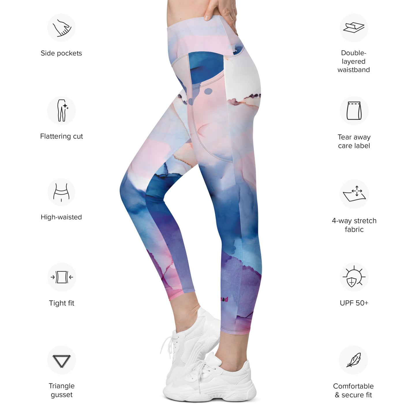 Leggings with pockets - Watercolor