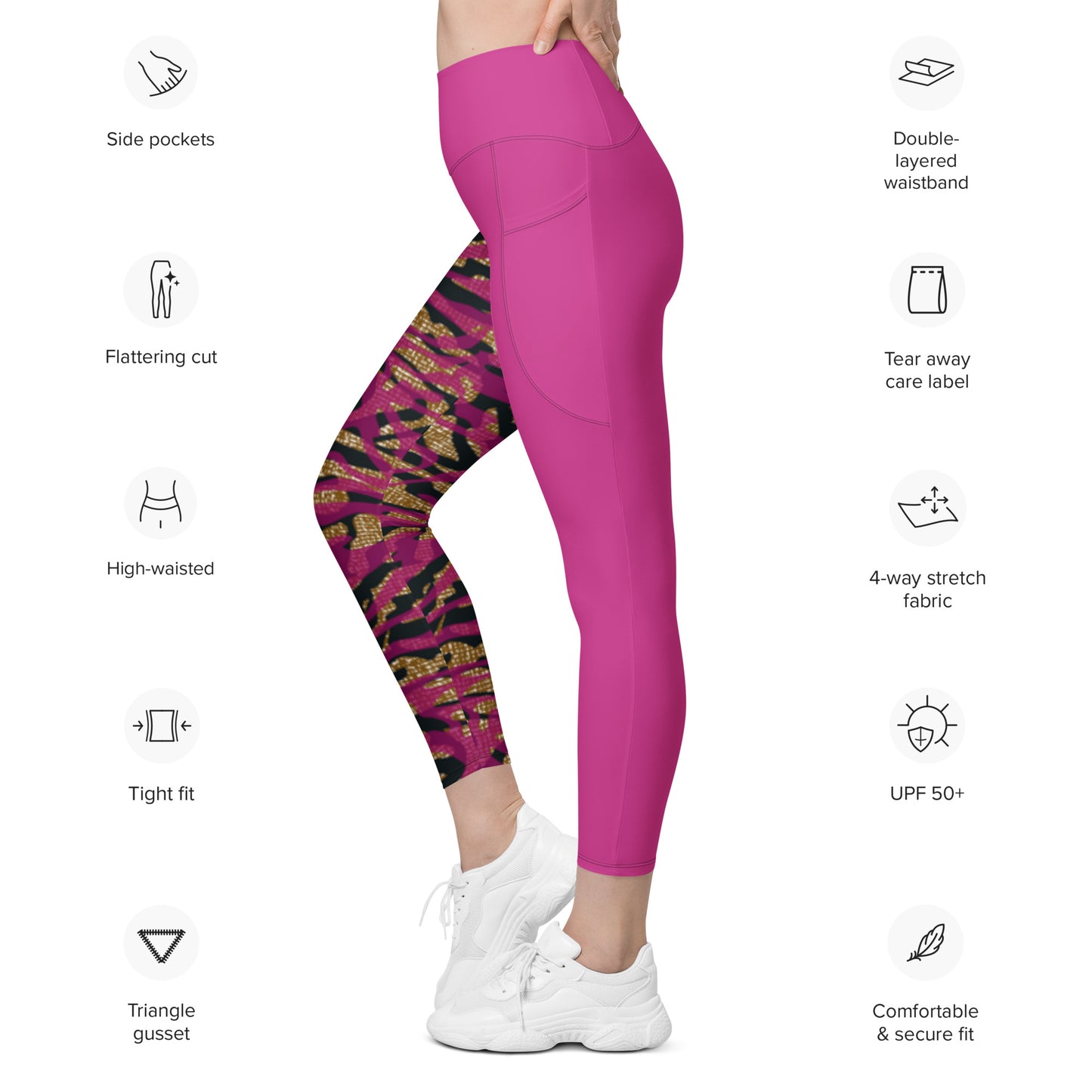 Leggings with pockets - Mauve Magic