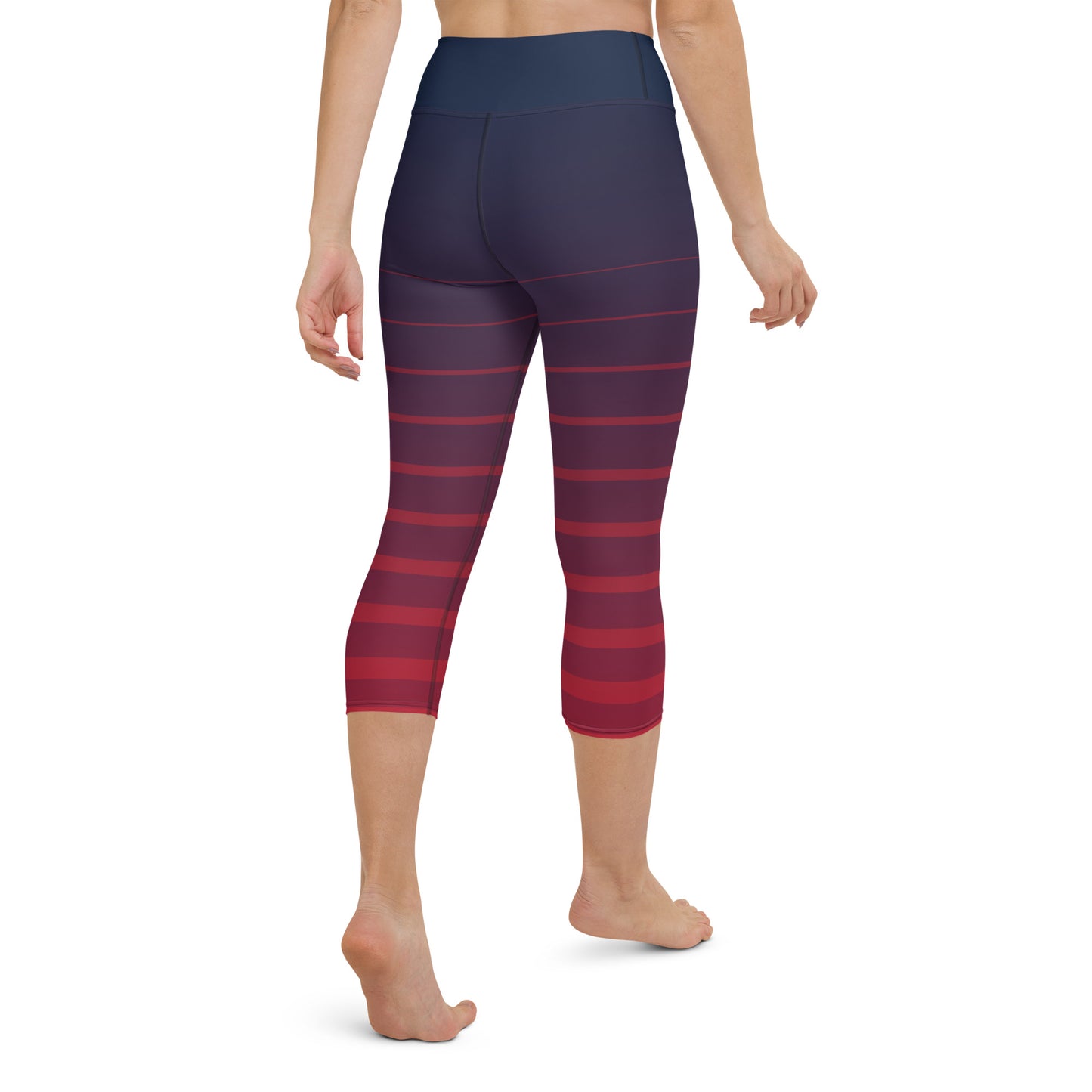 Yoga Capri Leggings - Navy Ribbons