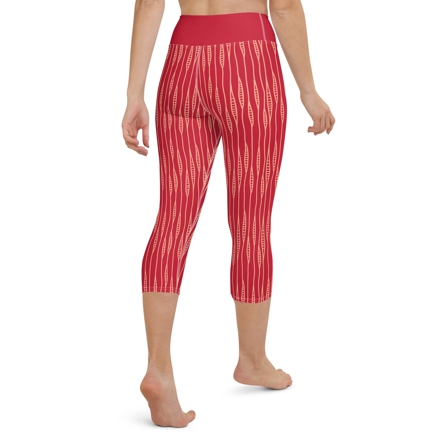 Yoga Capri Leggings - Red Ribbons