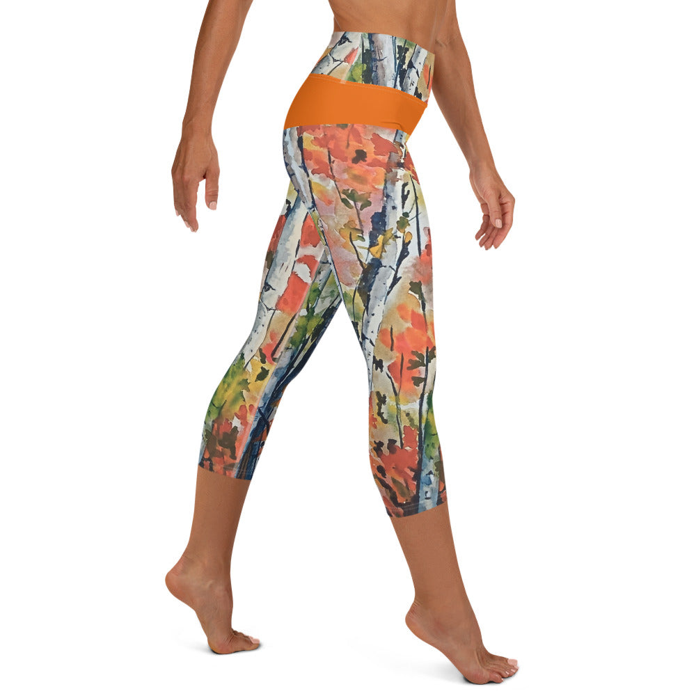 Yoga Capri Leggings - Fall Aspens