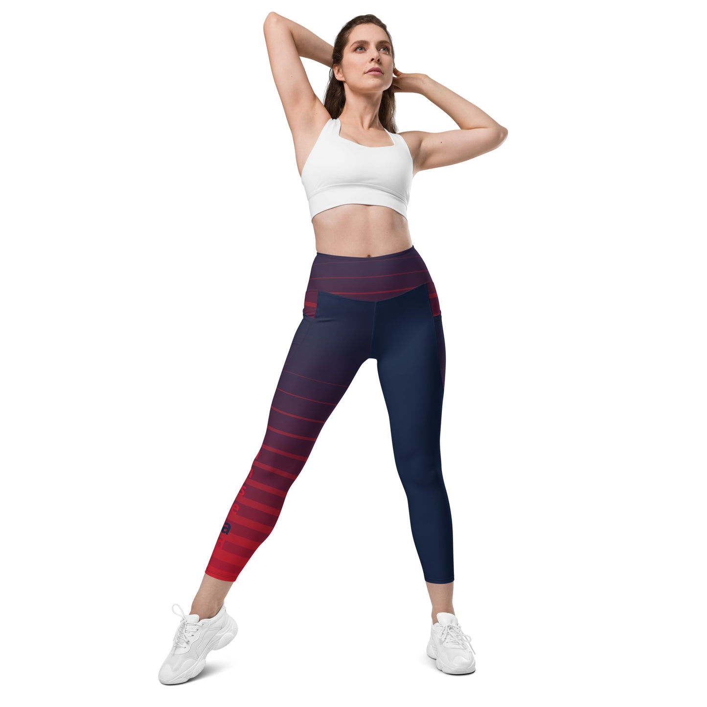 Leggings with pockets - Red Stripes