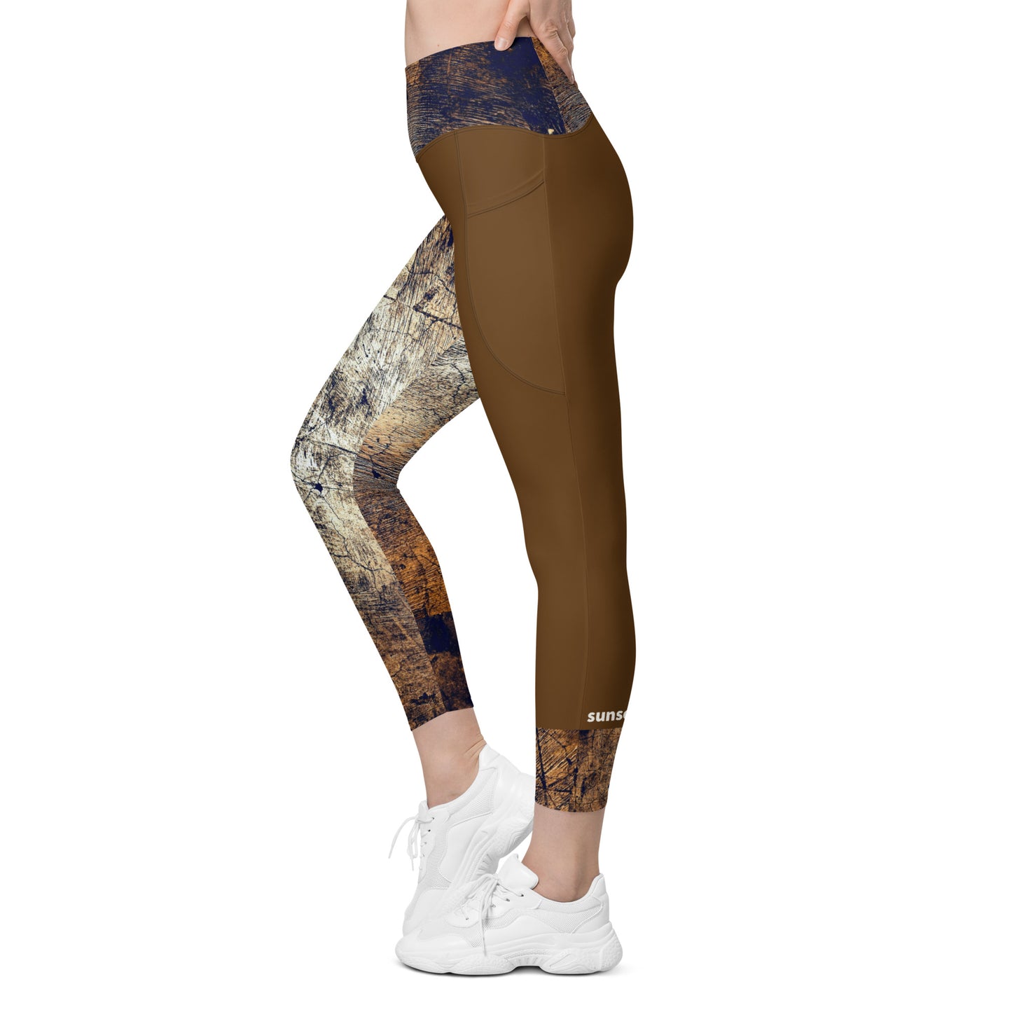 Leggings with pockets - Brown Bark