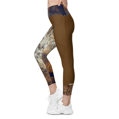 Leggings with pockets - Brown Bark