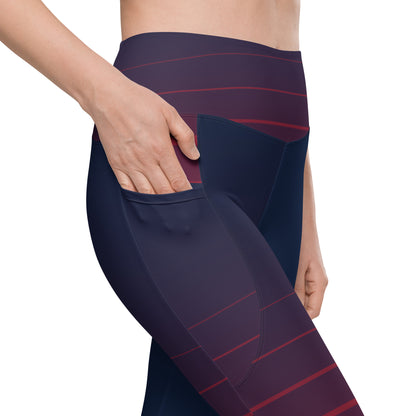 Leggings with pockets - Red Stripes