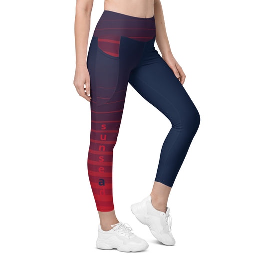 Leggings with pockets - Red Stripes