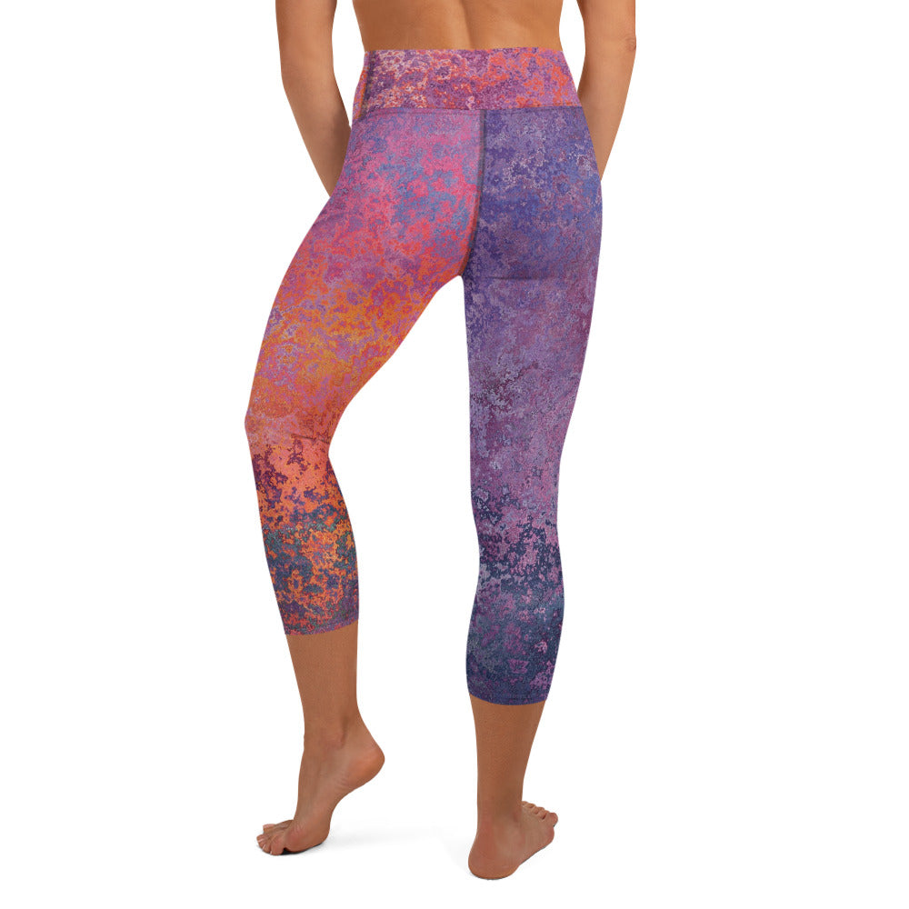 Yoga Capri Leggings - Mauve Maze