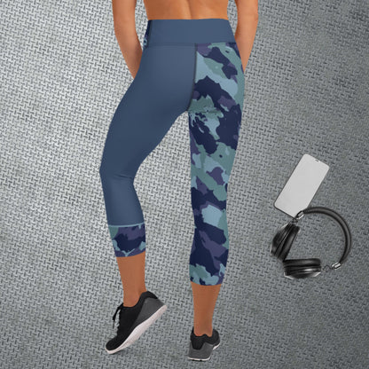 Yoga Capri Leggings - Camo Blues