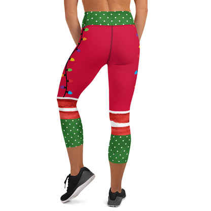 Yoga Capri Leggings - Christmas Lights