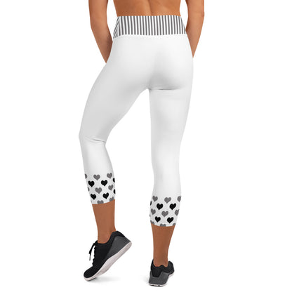 Yoga Capri Leggings - Heart Ribbons