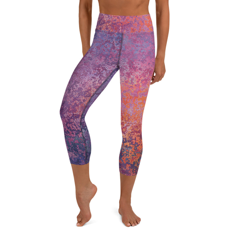 Yoga Capri Leggings - Mauve Maze