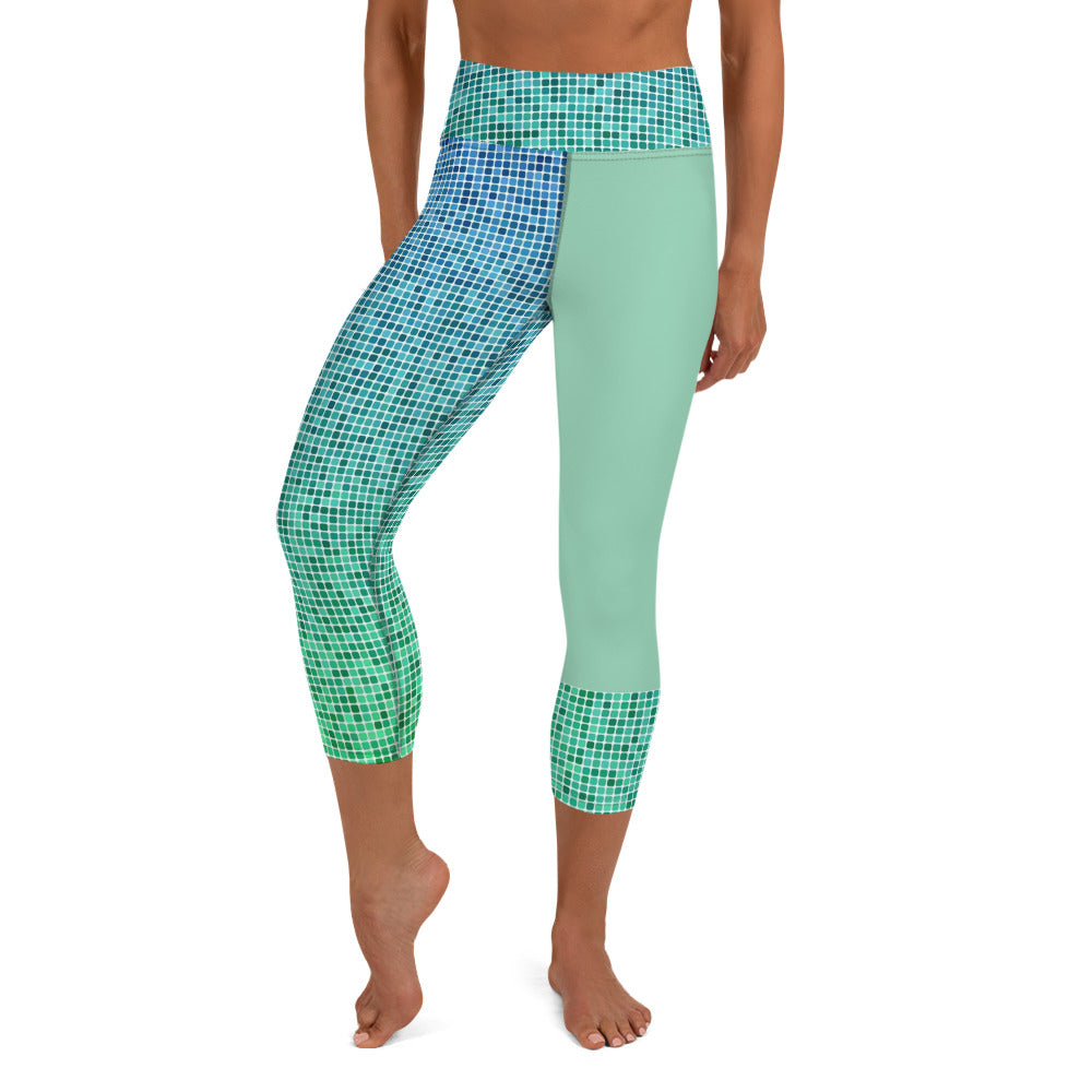 Yoga Capri Leggings - Mint Blues