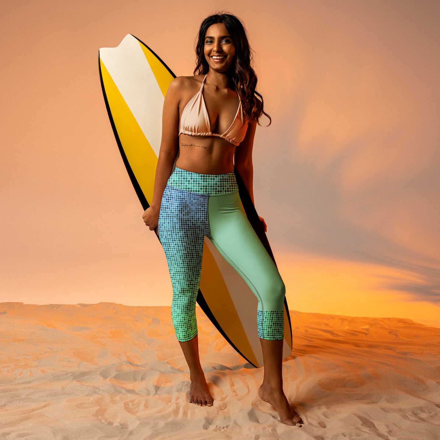 Yoga Capri Leggings - Mint Blues