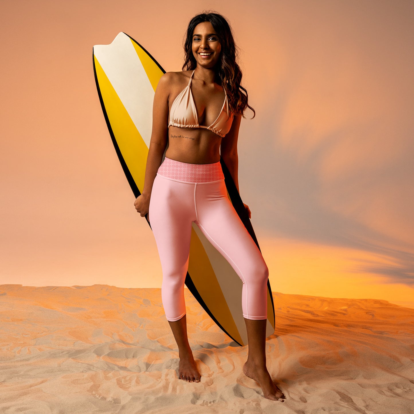 Yoga Capri Leggings - Pink Flamingo