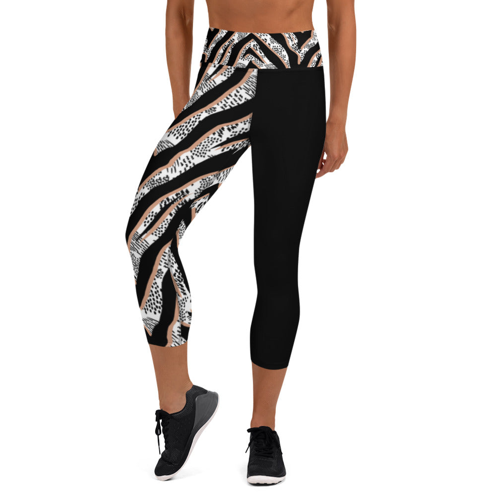 Yoga Capri Leggings - Black Jazz