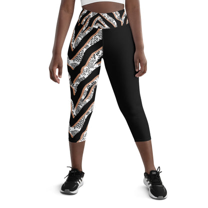 Yoga Capri Leggings - Black Jazz