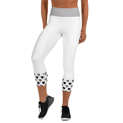 Yoga Capri Leggings - Heart Ribbons