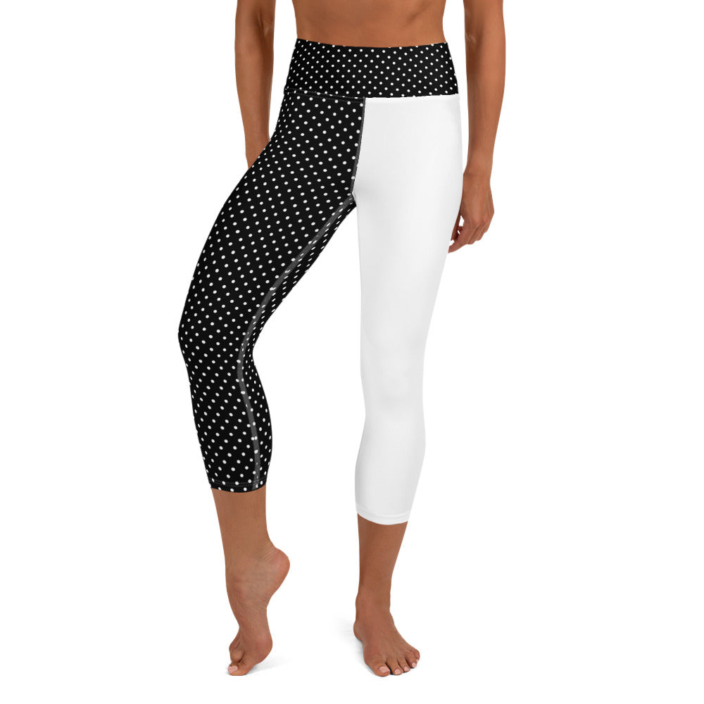 Yoga Capri Leggings - White Dots