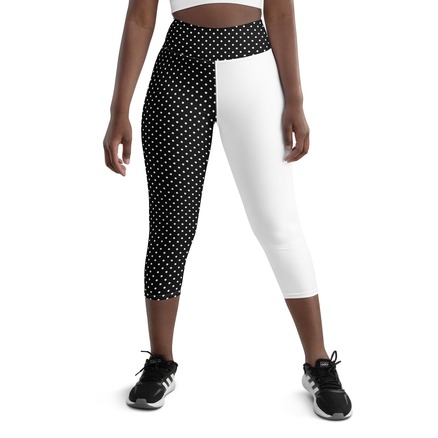 Yoga Capri Leggings - White Dots