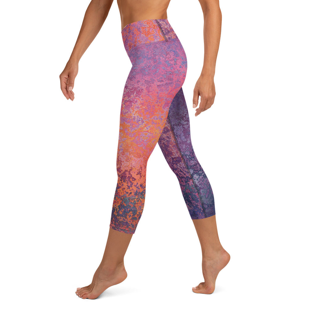Yoga Capri Leggings - Mauve Maze