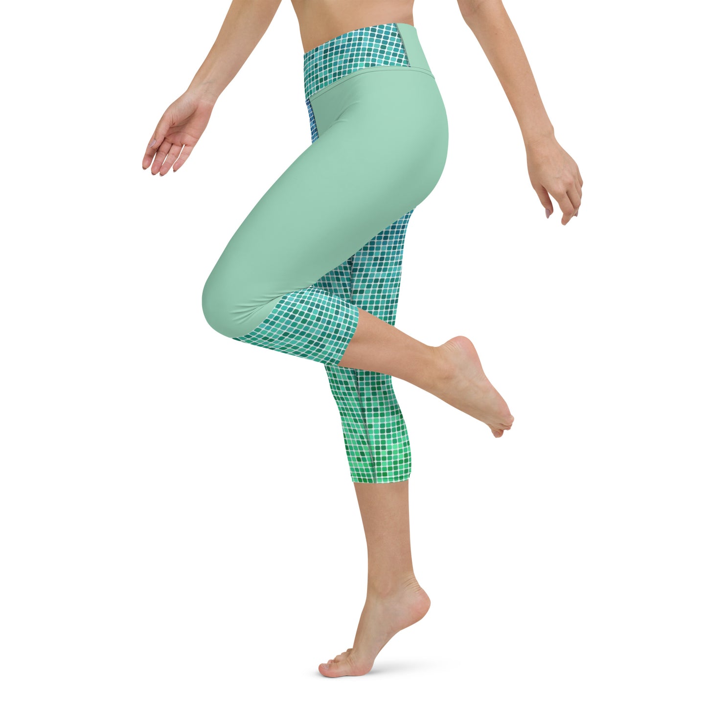 Yoga Capri Leggings - Mint Blues
