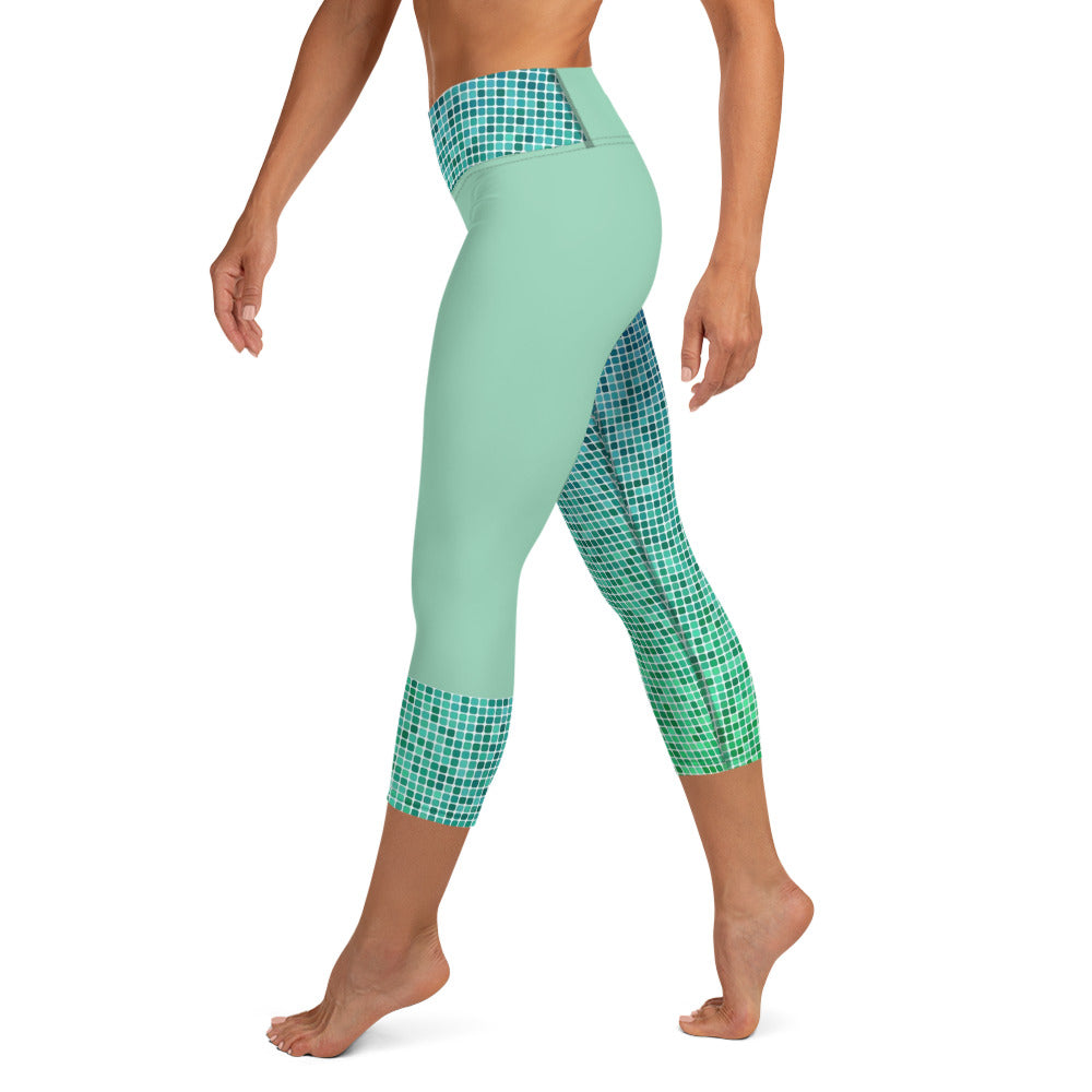 Yoga Capri Leggings - Mint Blues