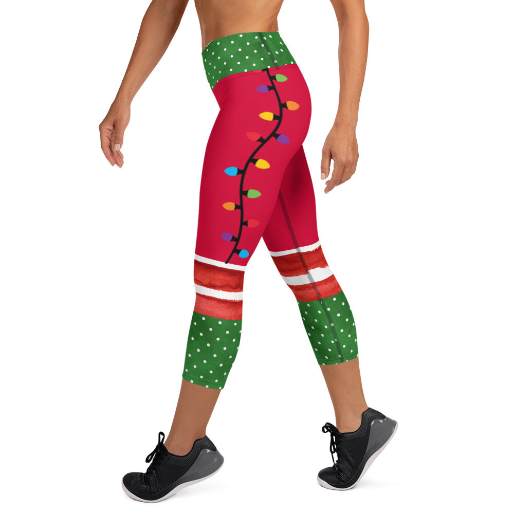 Yoga Capri Leggings - Christmas Lights