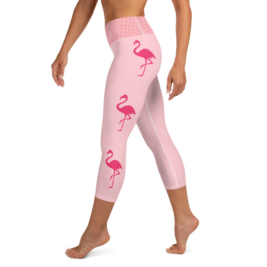Yoga Capri Leggings - Pink Flamingo