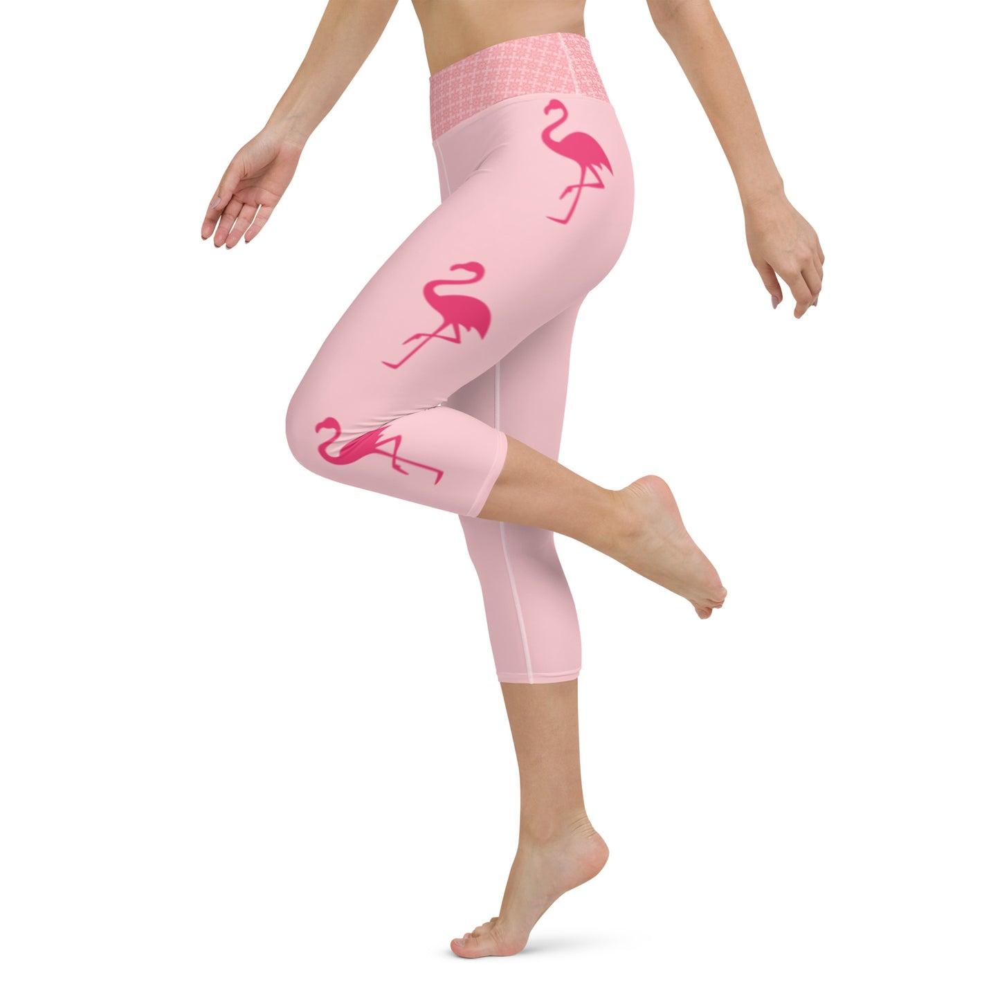 Yoga Capri Leggings - Pink Flamingo