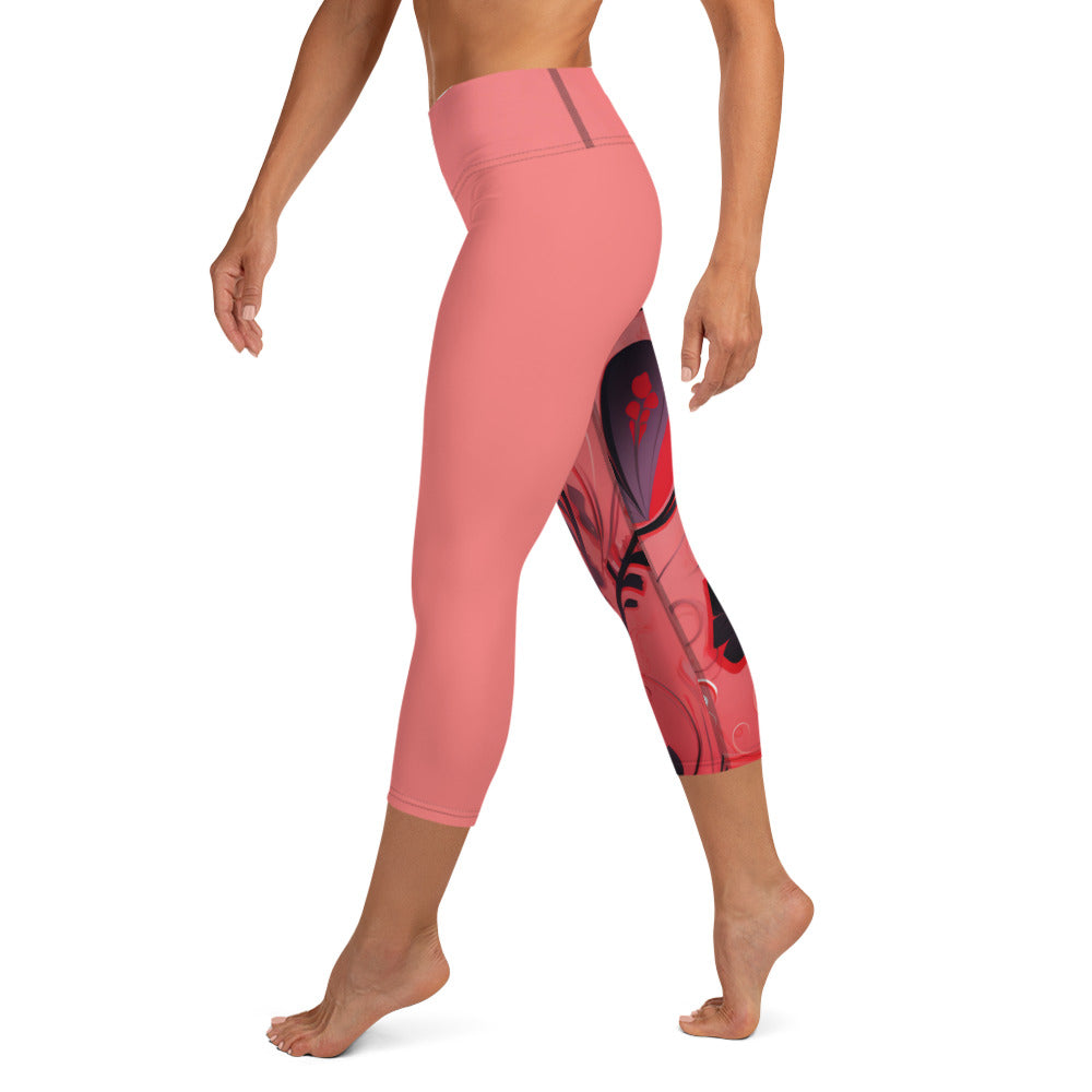 Yoga Capri Leggings - Pink Maze