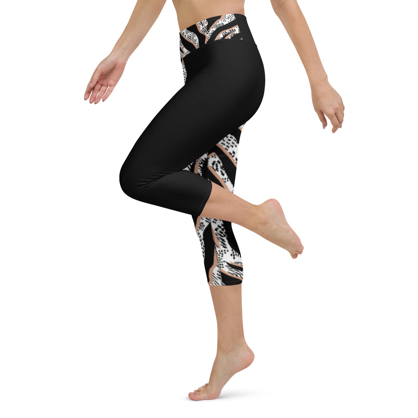 Yoga Capri Leggings - Black Jazz