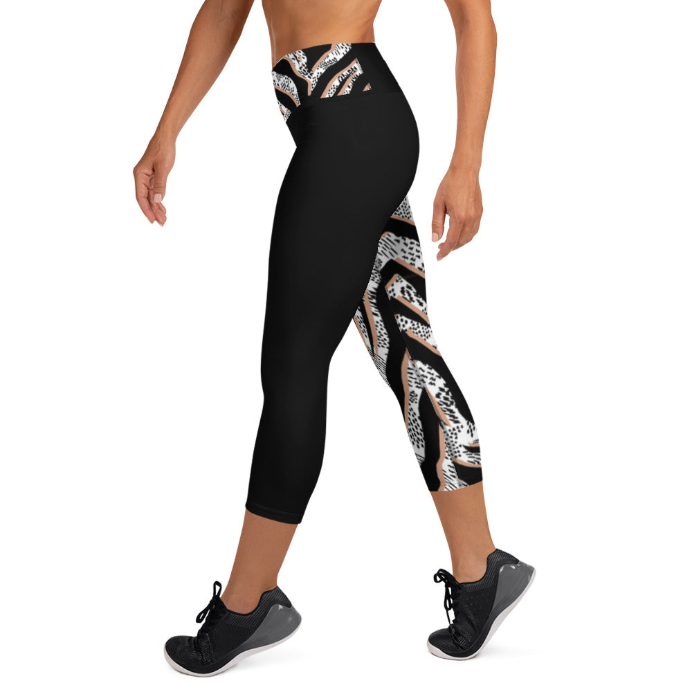 Yoga Capri Leggings - Black Jazz