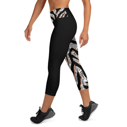 Yoga Capri Leggings - Black Jazz