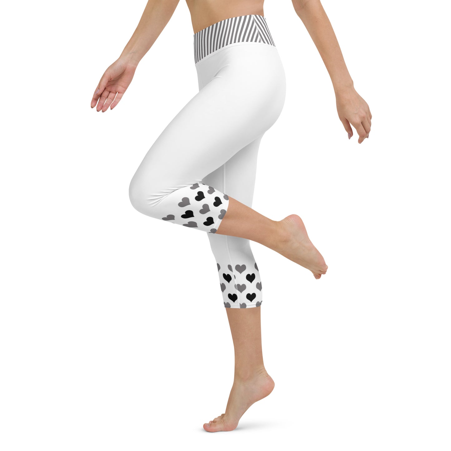 Yoga Capri Leggings - Heart Ribbons