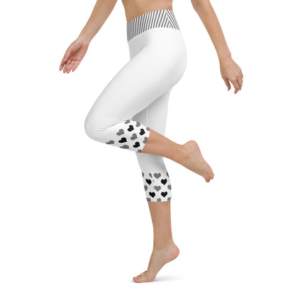 Yoga Capri Leggings - Heart Ribbons