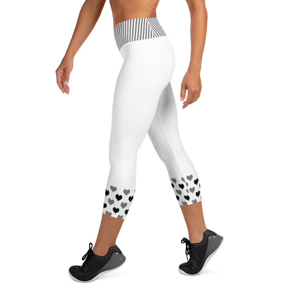 Yoga Capri Leggings - Heart Ribbons