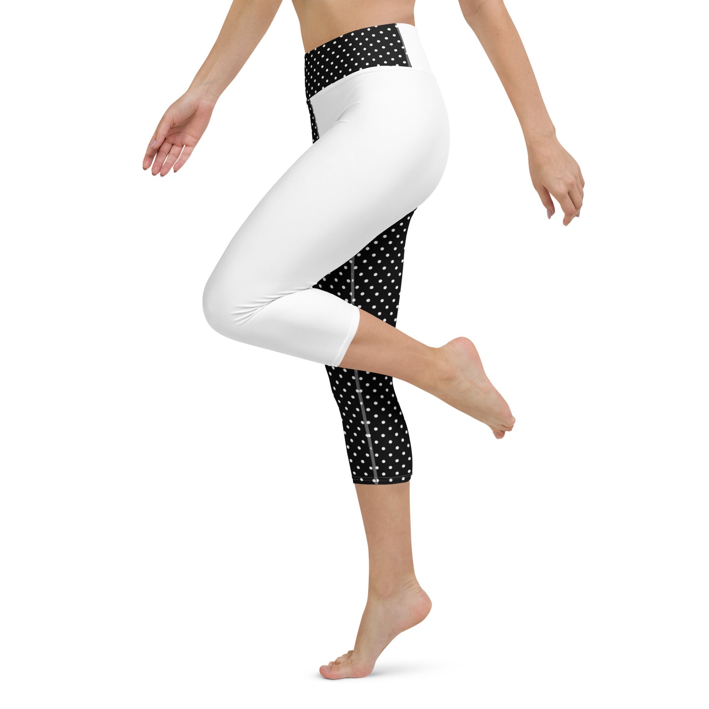 Yoga Capri Leggings - White Dots