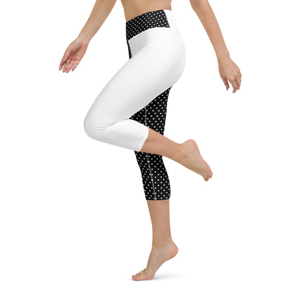 Yoga Capri Leggings - White Dots