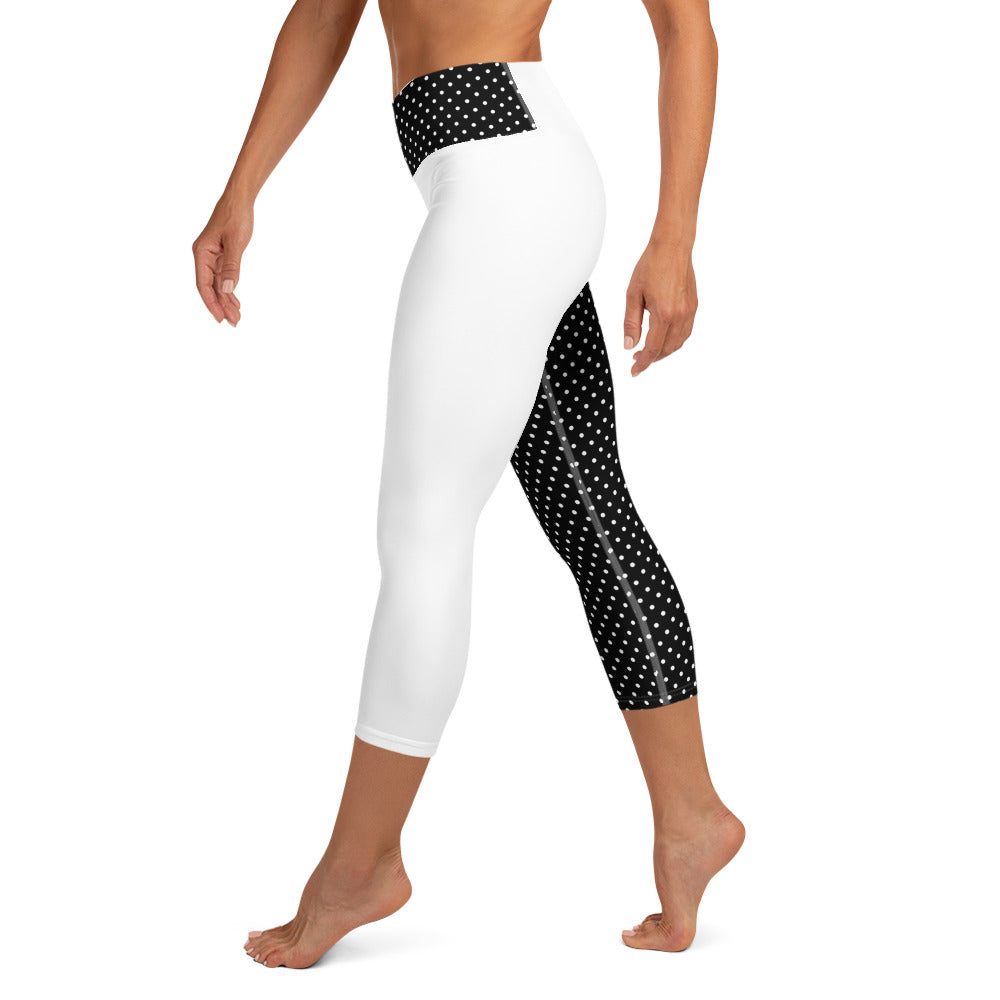 Yoga Capri Leggings - White Dots